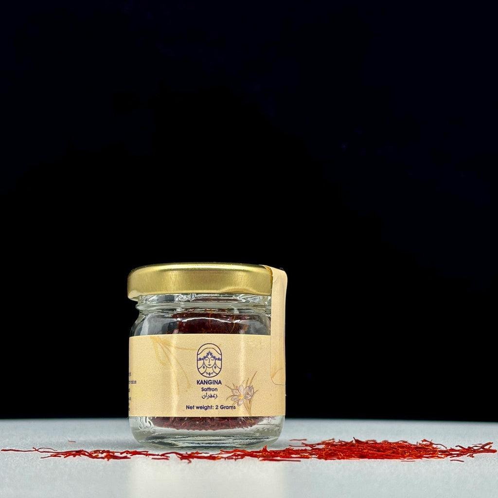 Premium Afghan Saffron 2g glass jar front